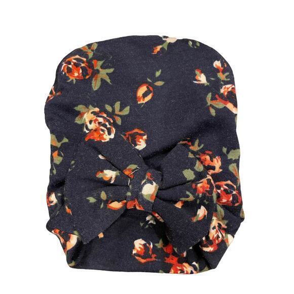 EUC Set of 3 Floral Newborn Hat w/ Large Bow, Pink & White, Blue & White & Navy - Picture 3 of 9